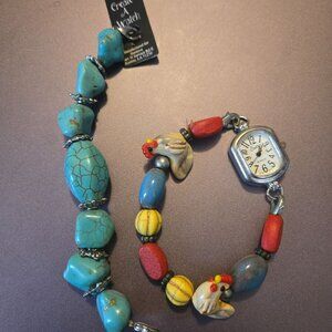 Beehive Swap Watch Hen Beads Stainless Steel Back Water Resistant NWT Extra Band